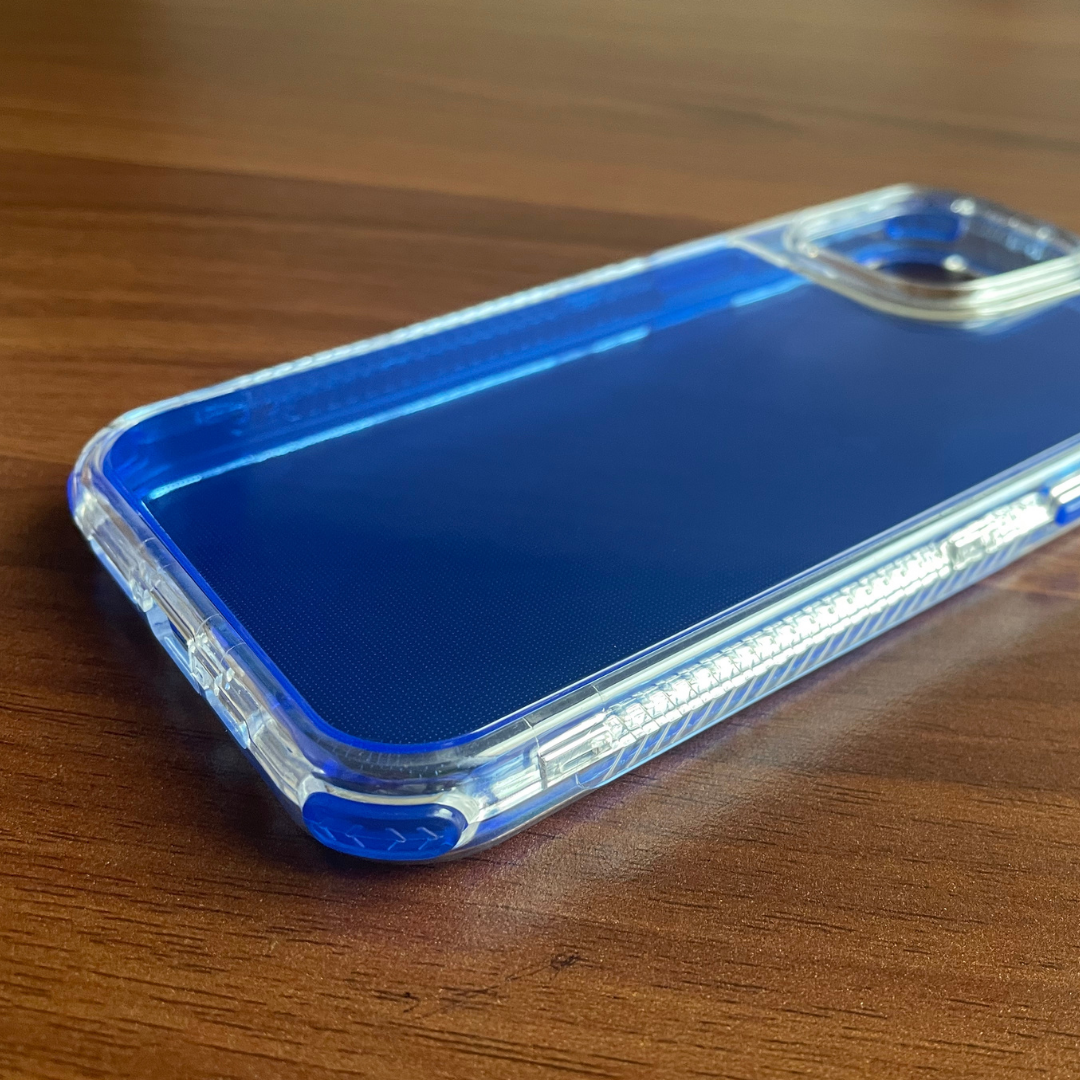 iphone protective case blue color on the table