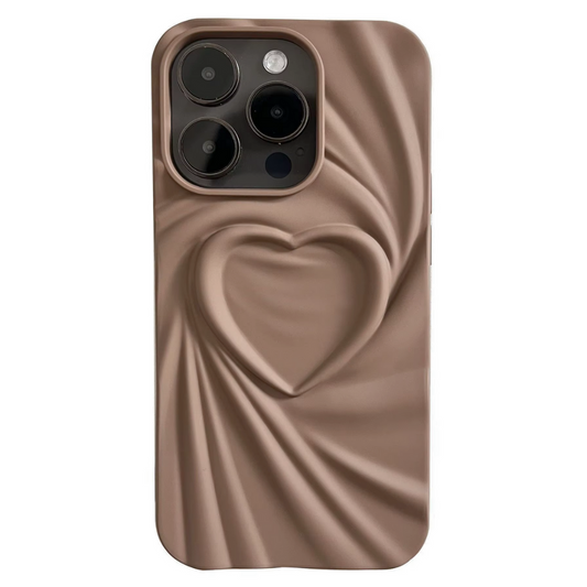 Silicone 3D Heart Case - Brown