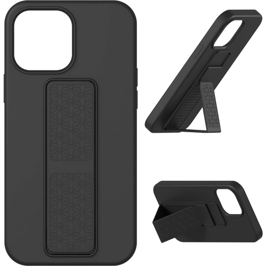 Silicone iPhone Case with Magnet Grip Stand - Black