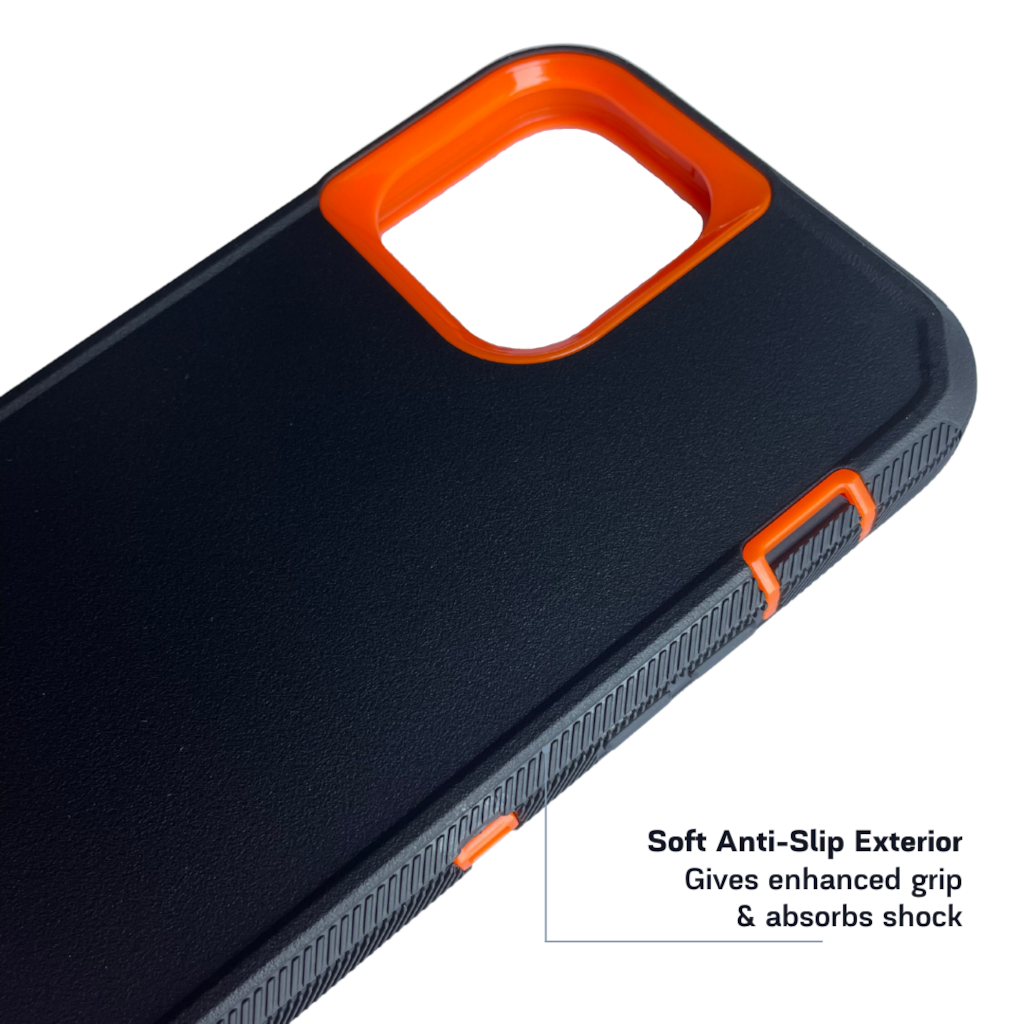 Back side of iPhone protective case Black orange