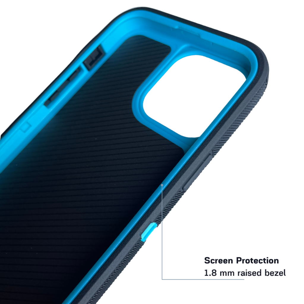 Side view of iPhone protective case Black blue