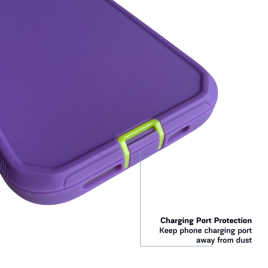 Bottom view of iPhone protective case light purple blue