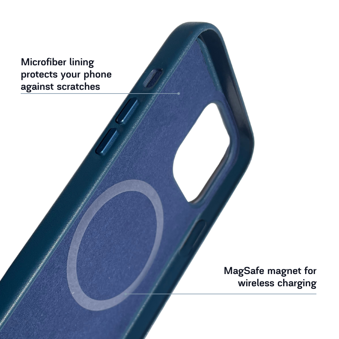 MagSafe Leather iPhone Case - Blue