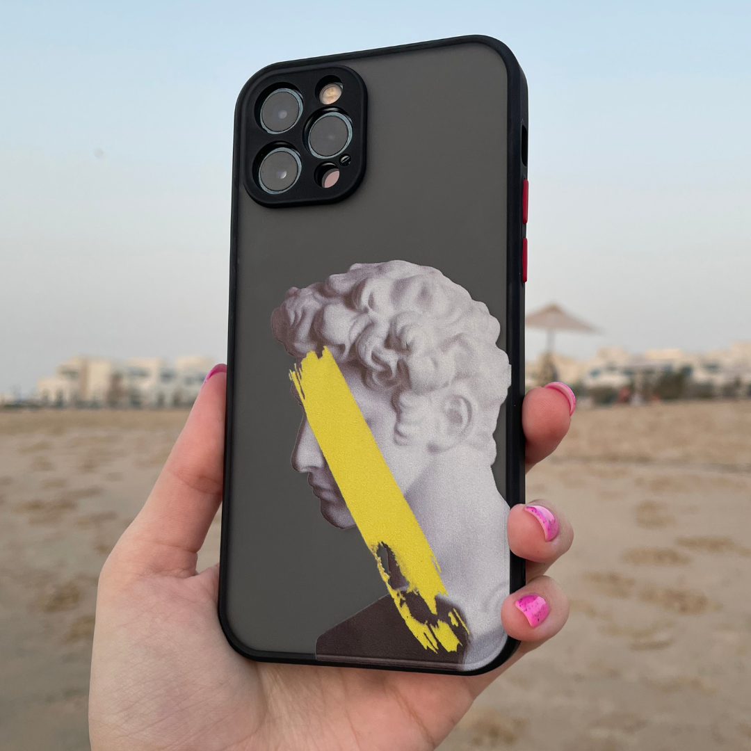 Matte Black iPhone Case - Statue with Stripe