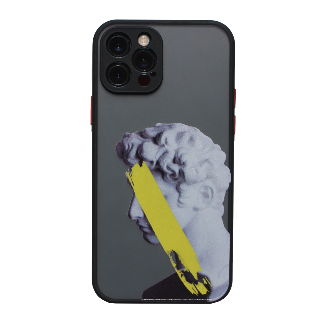 Matte Black iPhone Case - Statue with Stripe