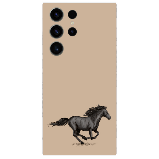 Samsung Cover Sticker with Black Horse Art