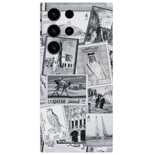 ملصق سامسونج-طوابع بريد قطر-أبيض وأسود