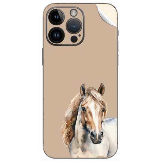 Iphone Cover Sticker with White Horse Art
