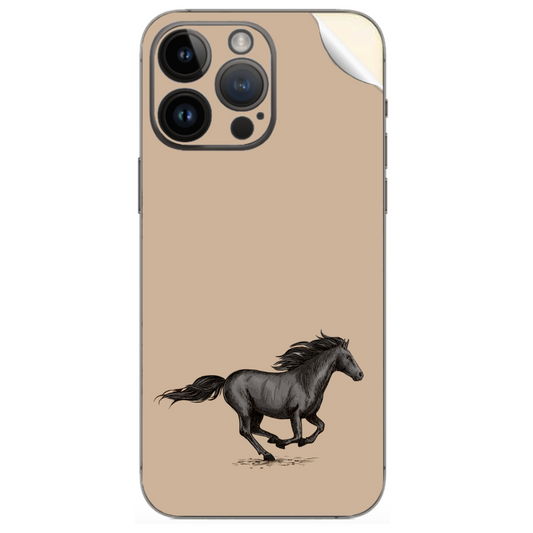  Iphone Cover Sticker with Black Horse Art