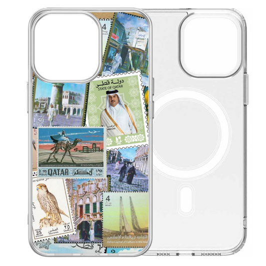 Magsafe Clear Iphone Case - Qatar Postage Stamps