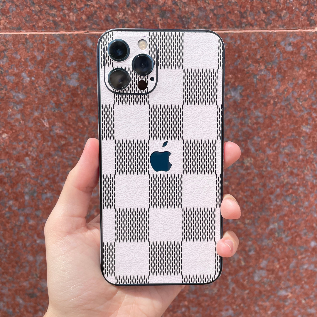 Vinyl iPhone Skin Sticker - Plaid White