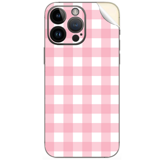 Iphone Cover Sticker - Plaid Pink
