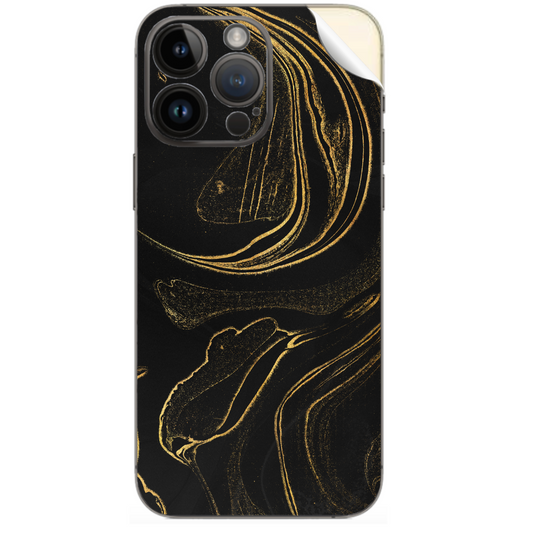 Iphone Cover Sticker- Black Gold Marble