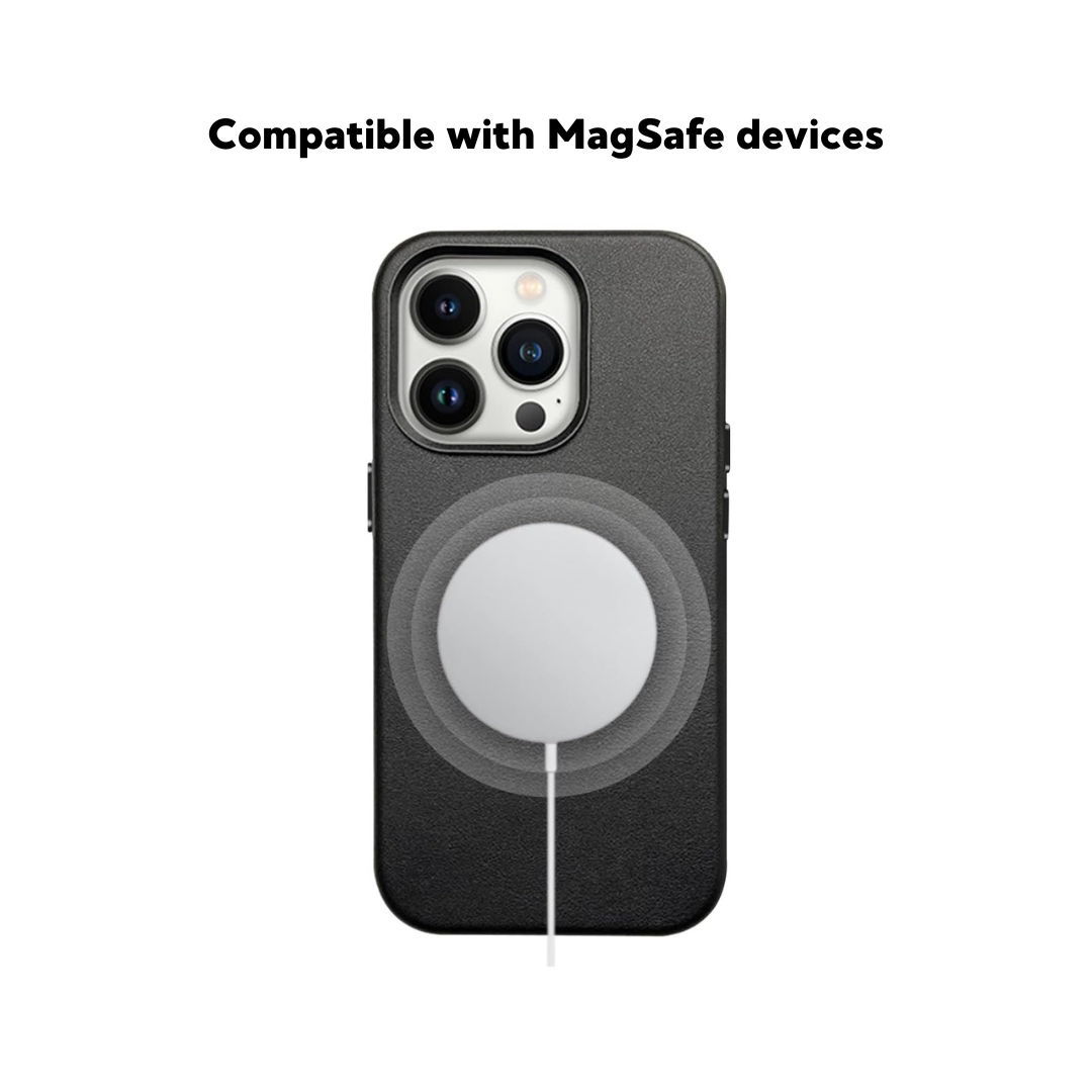 MagSafe Leather iPhone Case - Black