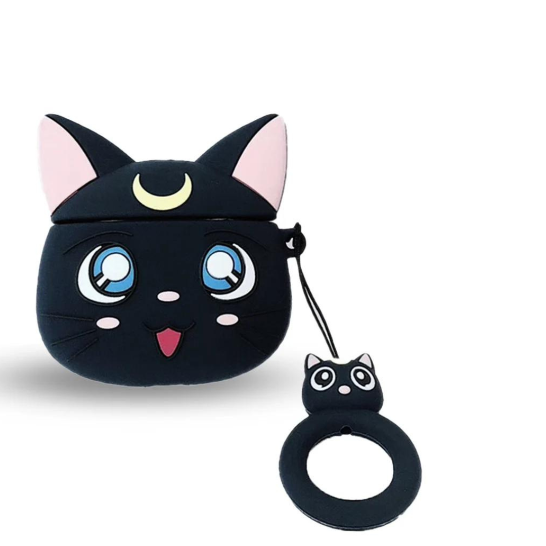 Silicone Airpod Pro / Pro 2 Case Luna Cat Black