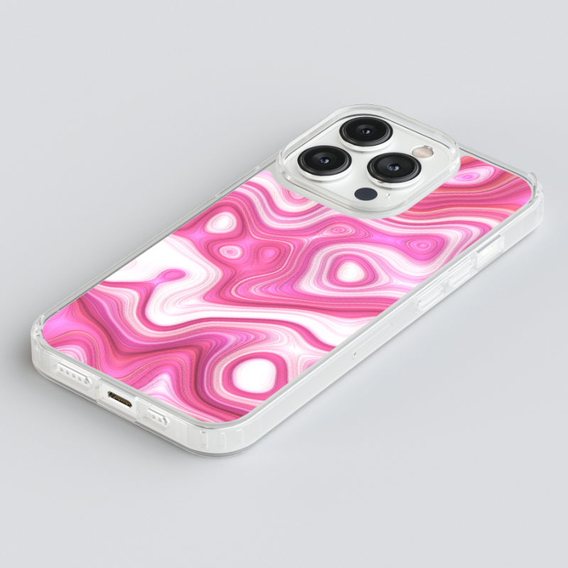 MagSafe Clear iPhone Case - Pink Abstract