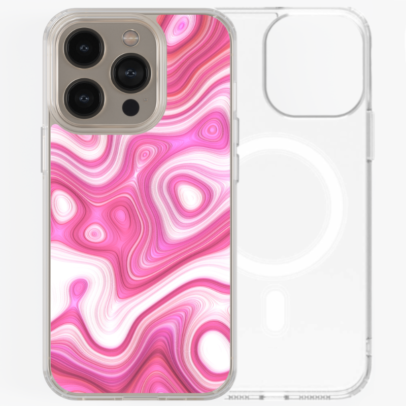 MagSafe Clear iPhone Case - Pink Abstract