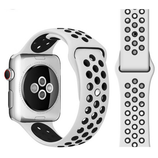 Silicone Strap Apple Watch - White and Black