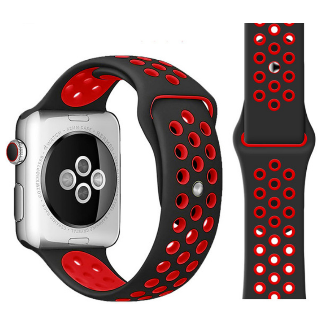 Silicone Strap for Watch - Black and Red