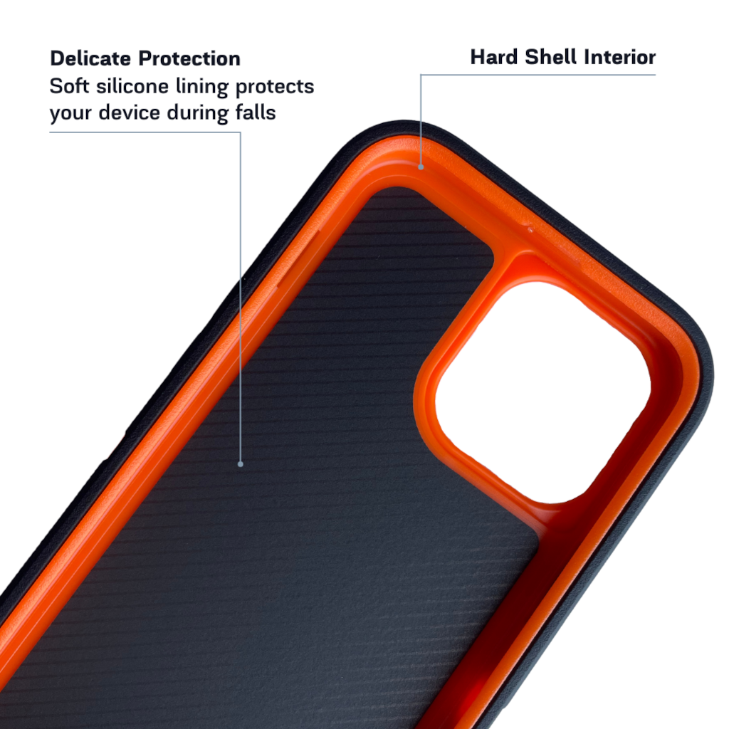 inside part of iPhone protective case Black orange