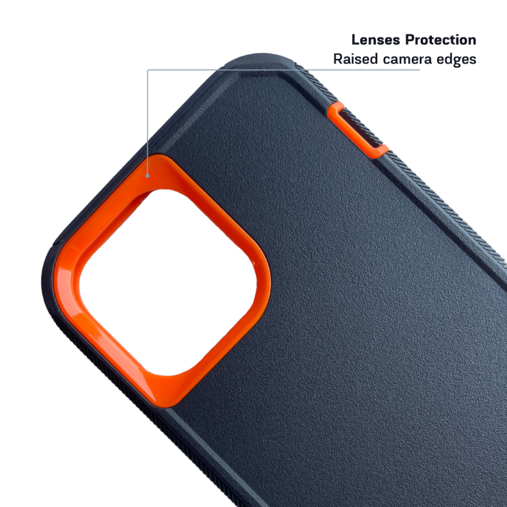 Back side of iPhone protective case Black orange