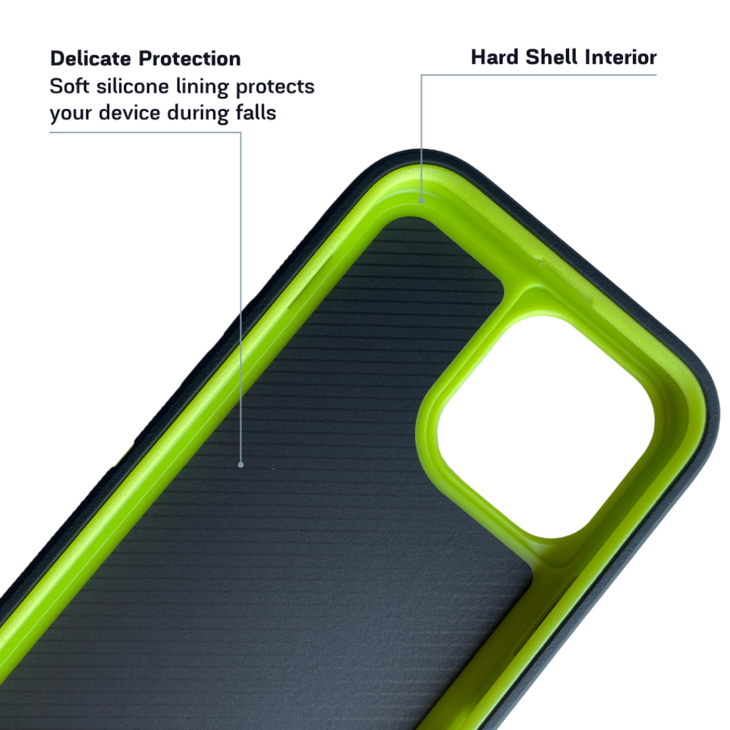 inside part of iPhone protective case Black green