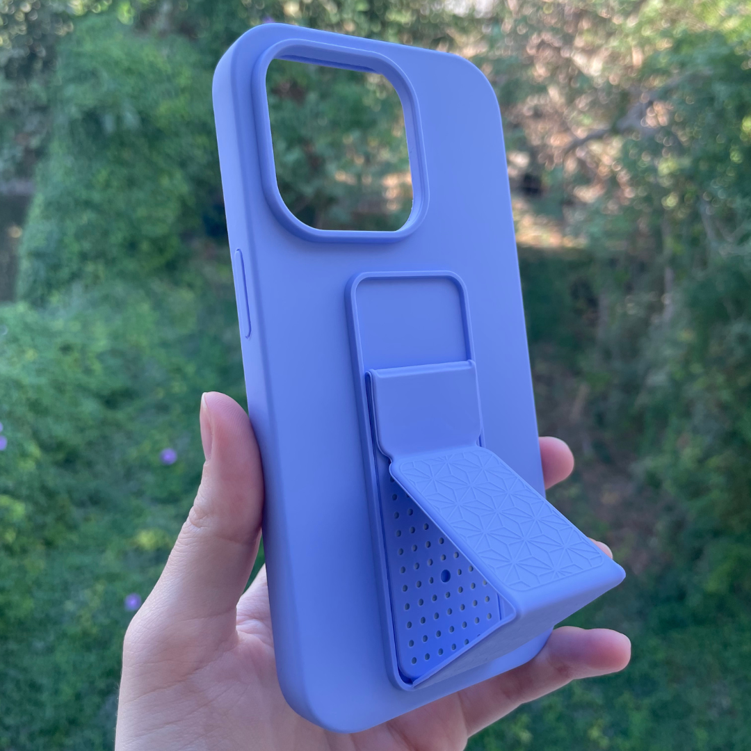 Silicone iPhone Case with Magnet Grip Stand - Purple