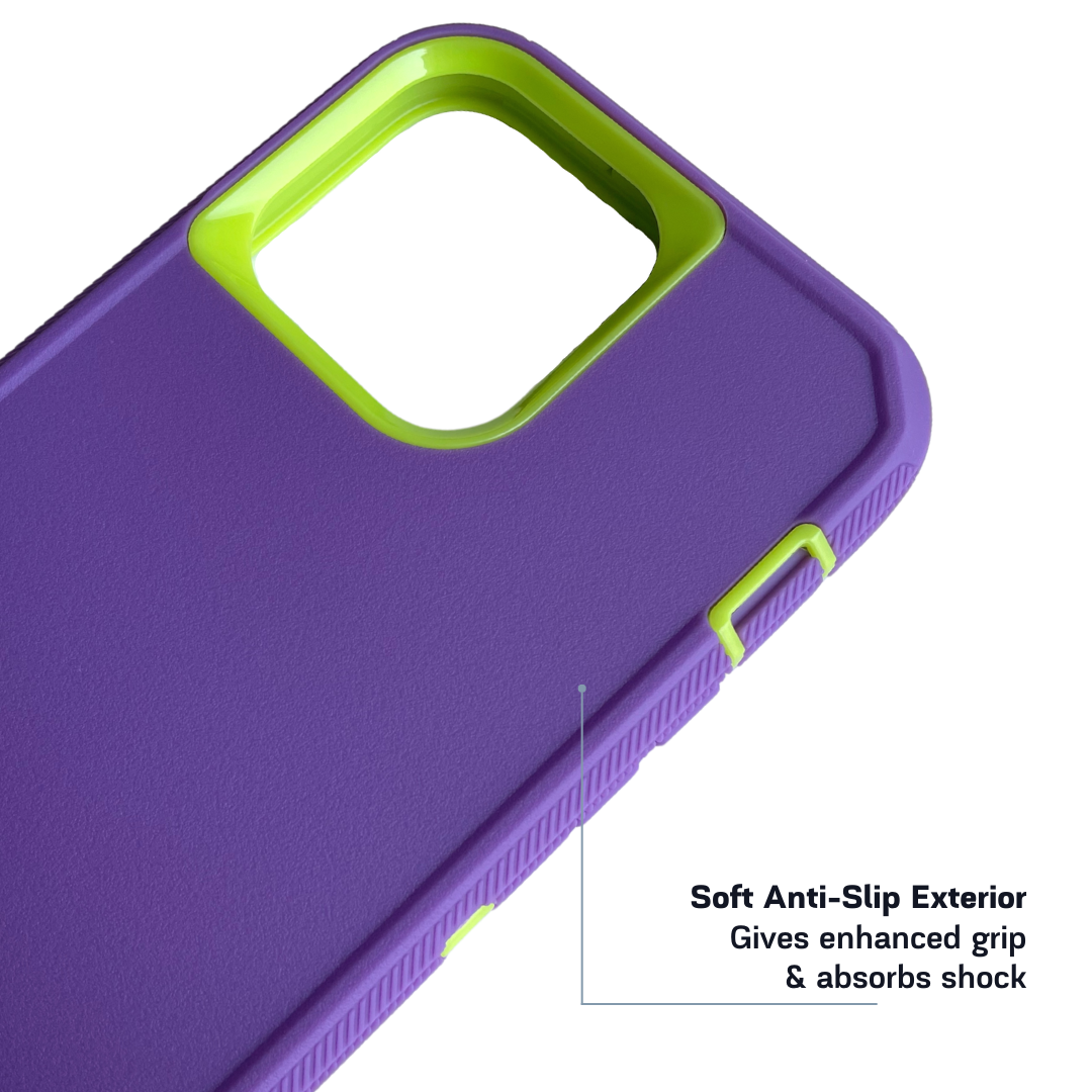 Back side of iPhone protective case light purple green