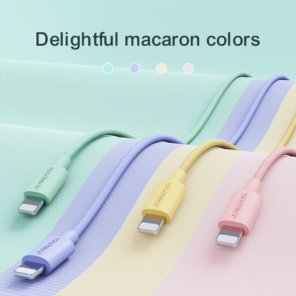 Assortment of Braided iPhone Charging Cables of different colors