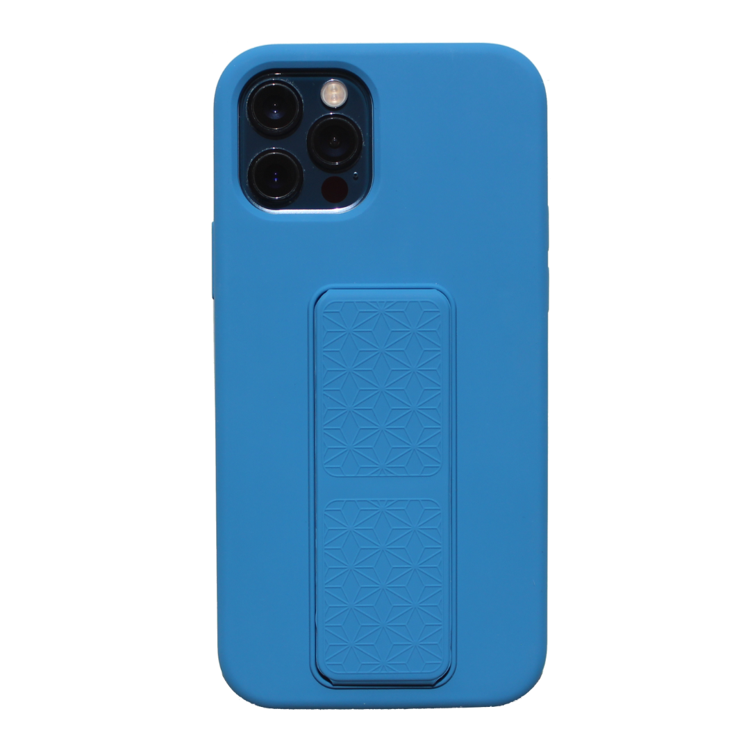 Silicone iPhone Case with Magnet Grip Stand - Blue