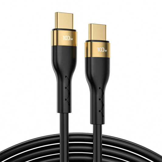 Black Silicone 100w charging cable type c